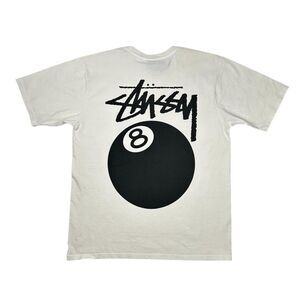 Stussy 8 Ball Pigment Dyed T-Shirt Size Medium Natural
